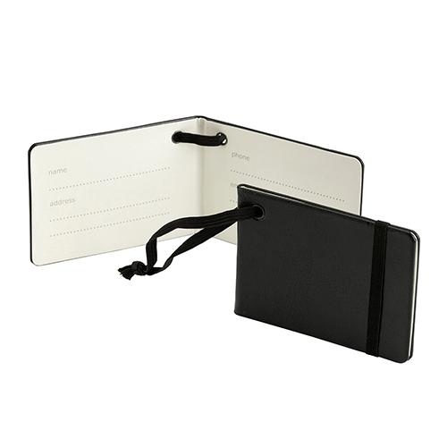 Notebook Style Luggage Tag With Elastic Retainer Black